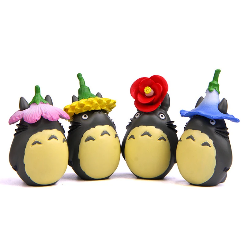 

4pcs/lot New My Neighbor Flower Totoro Toys Pvc Totoro Action Figure Gardening Home Model Toy Decor