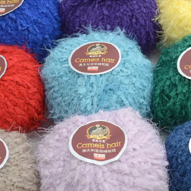 Wholesale 50g/ball DIY Blended Soft Camel Hair Yarn Silk Cotton Yarn Wool Cashmere Yarn Hand Knitting Crochet Wool Thread JO001