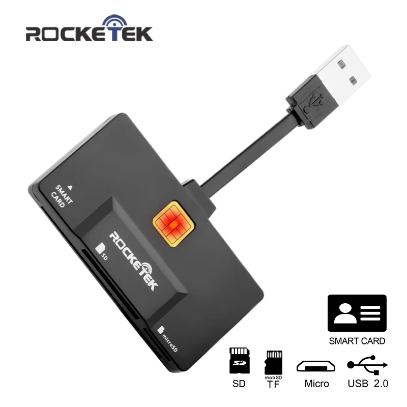 Rocketek USB 2 0 multi Smart Card Reader SD/TF micro SD карты памяти/ID/банковская карта sim cloner разъем