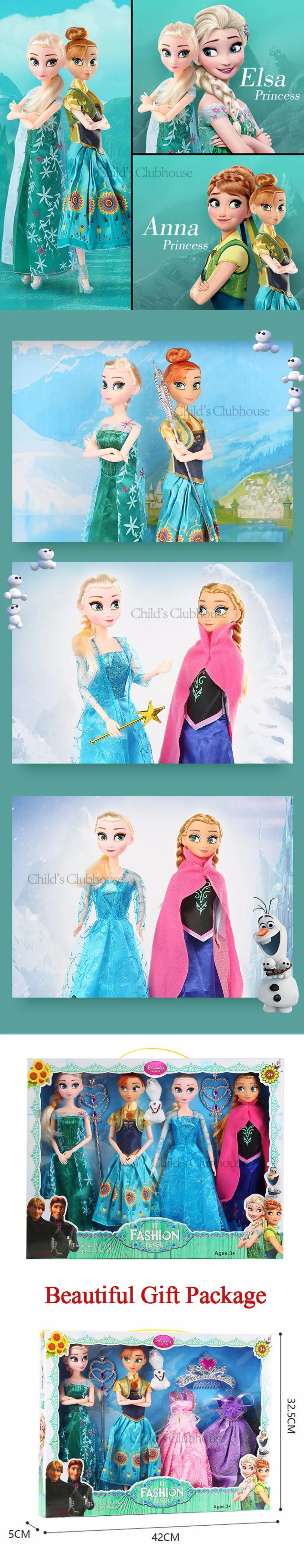 Disney 30cm Frozen Doll Elsa Anna Princess Action Body Toy Fairy Fantasy Figure Model Girl Dress Up DIY Accessories For Kid Gift