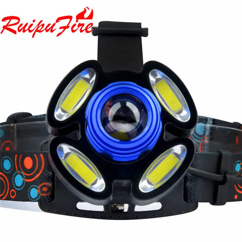Ruipufire 5000LM 1x XM L T6 LED + 4xcob Мощный светодиодный фонасветильник перезаряжаемый