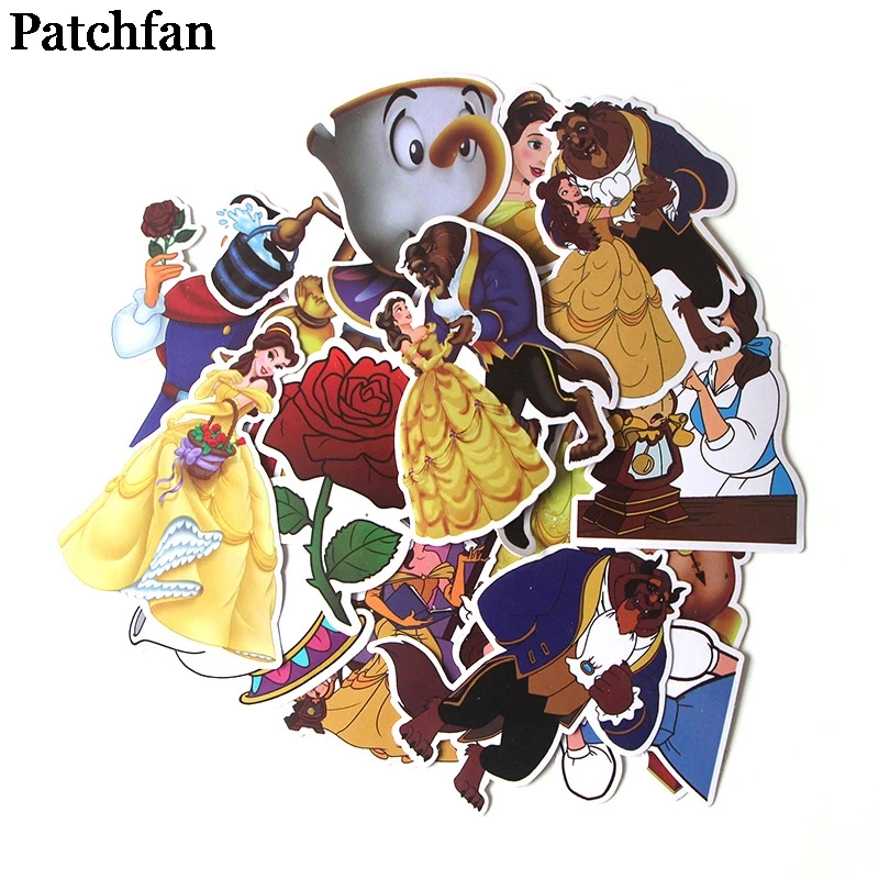 Patchfan 18 шт. красота и чудовище мультфильм наклейки для скрапбукинга DIY ноутбук скейтборд мотоцикл Дома Декоративные значки A2016