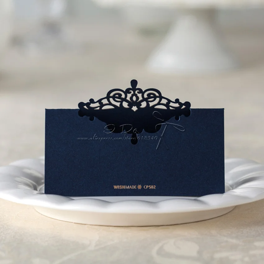 Бесплатная доставка 24CS Королевский синий место держателя карты Свадебные