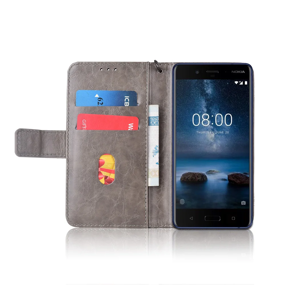 Флип кожаный чехол для Nokia 8 TA-1004 Fundas с цветочным принтом чехлы-бумажники ремешком