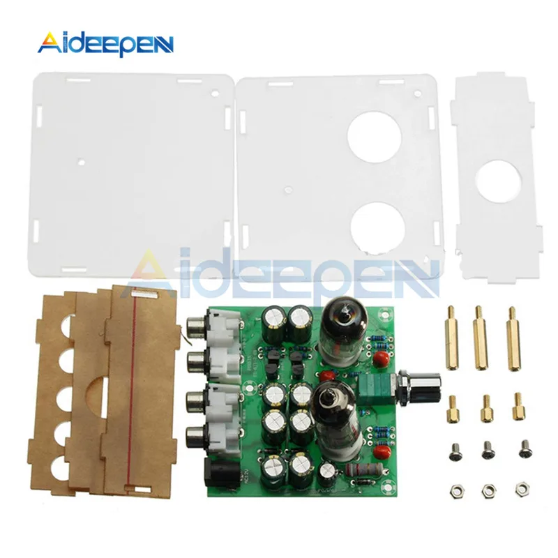 AC 12V 0.8A 6J2 Tube Amplifier DIY Kit AMP Pre-Amplifier Board Headphone Buffer Module Stereo Potentiometer 6J2 Case Replace 6J1 images - 6