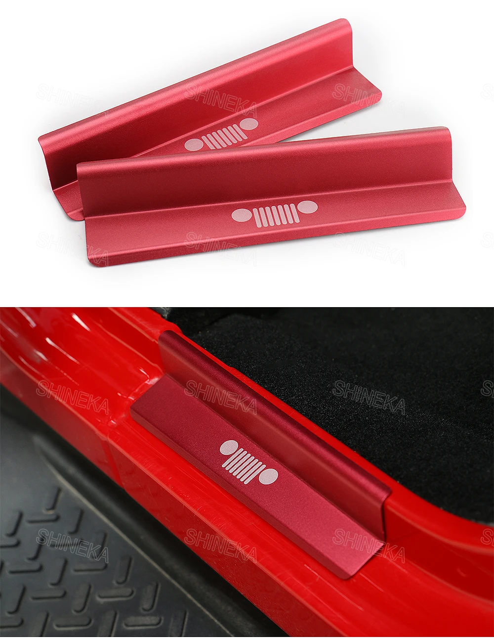 SHINEKA для Jeep Wrangler JK 2007- 4 порога Накладка защита сверхмощный Алюминиевый Порог протектор наклейки отделка
