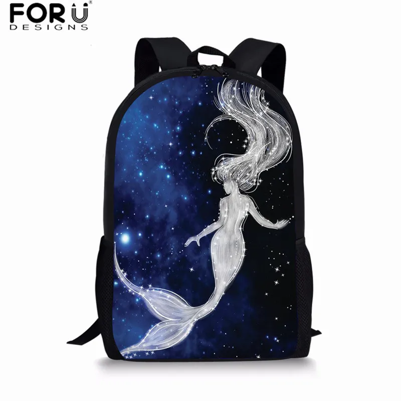 L3138C FORUDESIGNS/Модная школьная сумка с рисунком русалки для девочек-подростков; Уникальный Повседневный школьный рюкзак; Женская дорожная сумка через плечо; Mochila - Цвет: L3138C