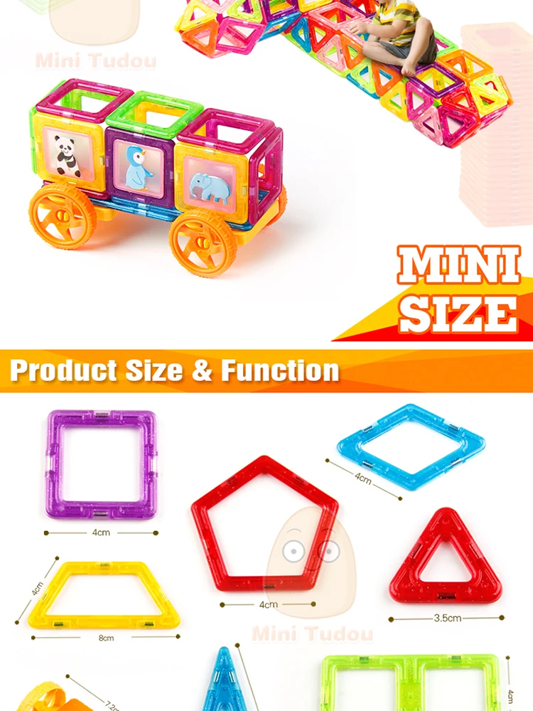 Мини Магнитные строительные блоки Minitudou, 275 шт., детские 3D модели DIY, строительные игрушки, дизайнерские Развивающие игрушки для детей