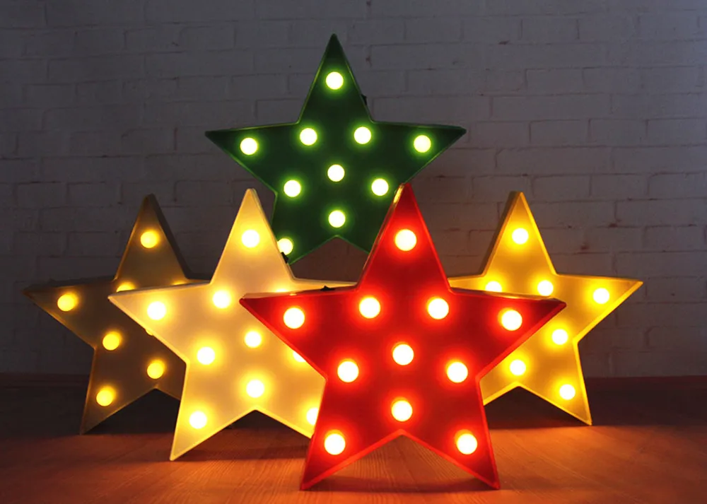 Пластиковый светодиодный светильник Звездный знак 13 дюймов красный белый желтый