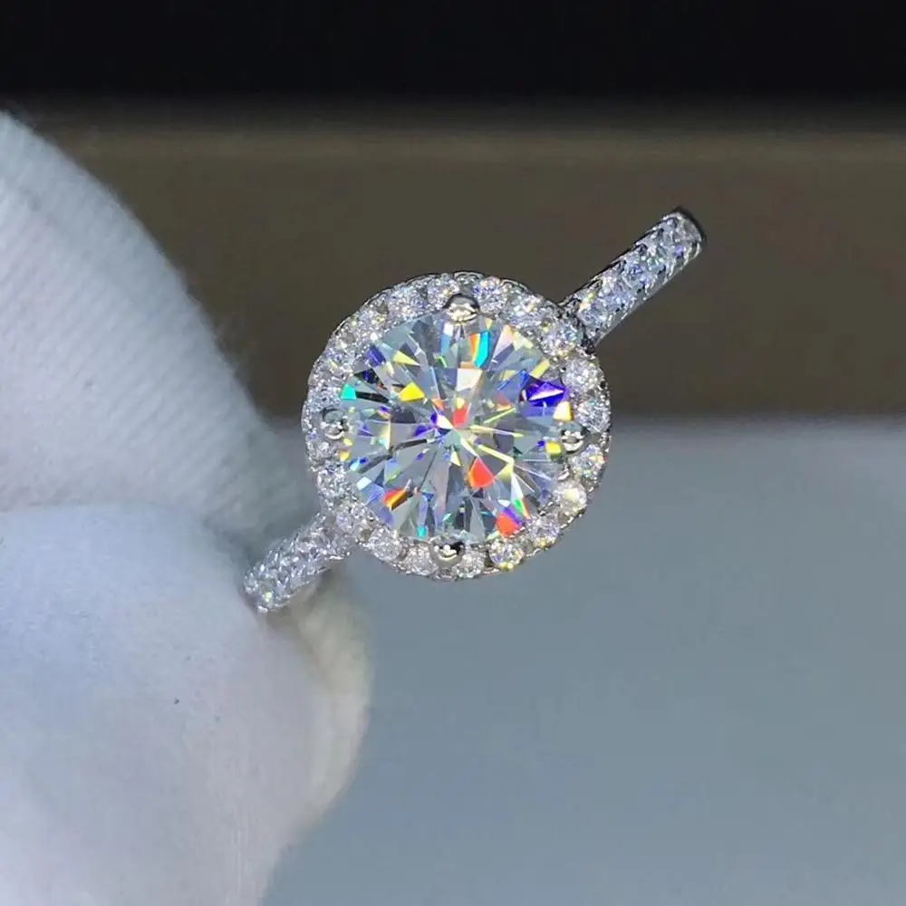 Серебряное кольцо 925 пробы Moissanite 1.00ct 6 50 мм D VVS серебряное ювелирное изделие на