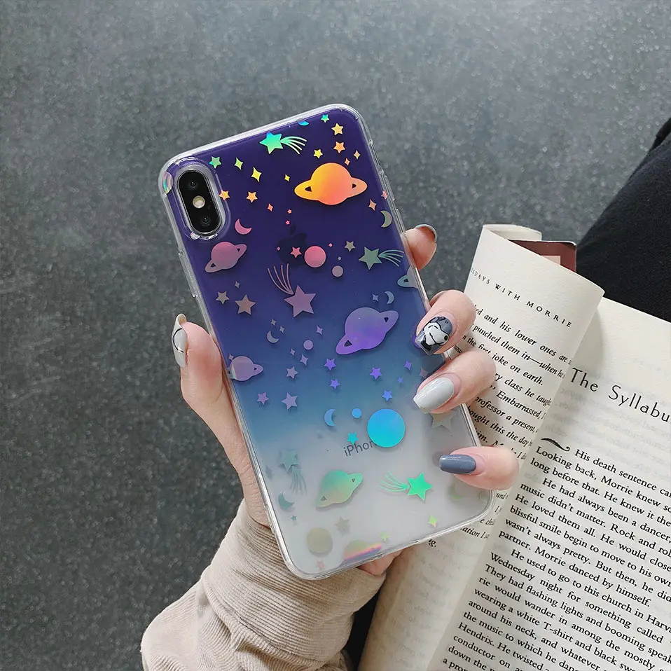 For iPhone X XS XR Max High Quality TPU Back Cover Coque Cartoon Star moon luminous shells 6 6S 7 8 Plus Capa Case |
