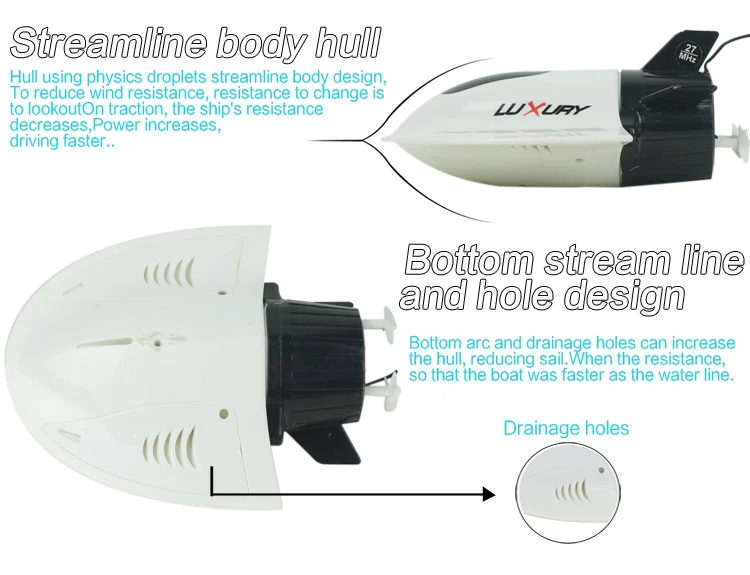 Radio Remote Control Mini RC Submarine Racing Boat Toy Speedboat White |