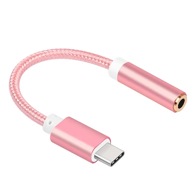 Pink ( Rose Gold AUX Jack Тип C до 3,5 мм кабель для наушников адаптер USB C аудио кабель адаптер для Xiaomi Mi 8 A1 для huawei P20 Lite mate 10 Pro - Цвет: Pink ( Rose Gold