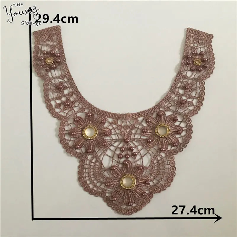 Кружевной воротник Венеция вышивка из ABS жемчуга шитье кружевной ткань сделай