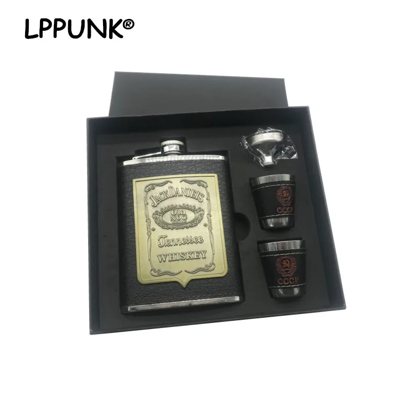 LPPUNK, Новое поступление, БФА бесплатно, 8 унций, бутылка флакон для виски в Москву, cccp, нержавеющая сталь, спирт, водка, фляга, набор с черной подарочной коробкой