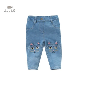 DB4866 dave bellaвесенние джинсы для маленьких девочек, детские милые джинсы с вышивкой, модные штаны