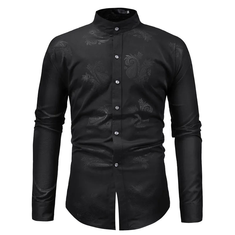 Модная мужская рубашка с орнаментом Пейсли 2018 Осенняя новая длинными рукавами и