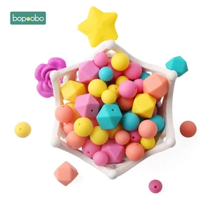 Bopoobo 100 шт Детские Силиконовые Прорезыватели Восьмиугольные бусины Круглые бусины BPA Бесплатно Детские аксессуары DIY Изготовление ювелирных изделий ожерелье бусы
