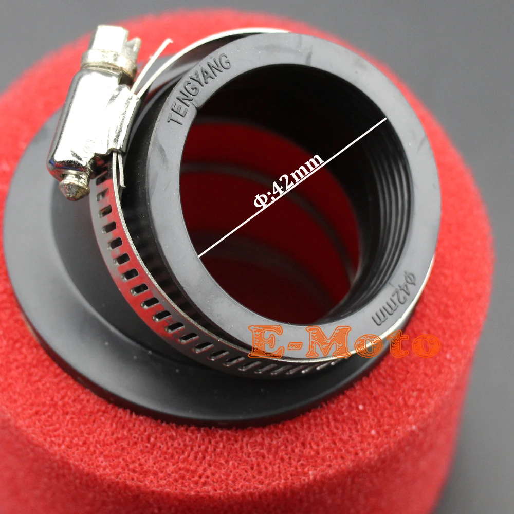 42 мм красный двойной пенопластовый Pod воздушный фильтр угловой фитинг для