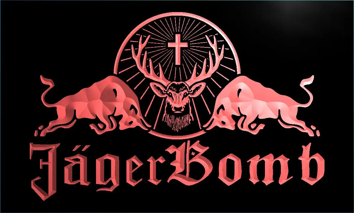 LE233 Jagermeister Jager Bomb Bull Wine светодиодная неоновая вывеска|Таблички и знаки| |