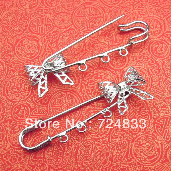 Застежки броши с 3 петлями и родиевым покрытием 20 мм|brooch base|filigree brooch basepins findings |