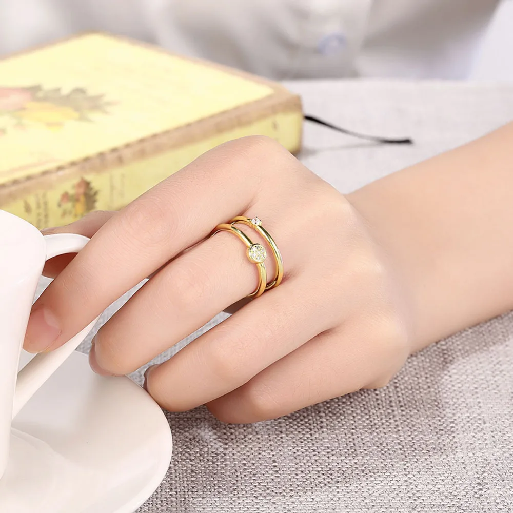 Женское Открытое кольцо с австрийским кристаллом вечерние цвет розового золота |