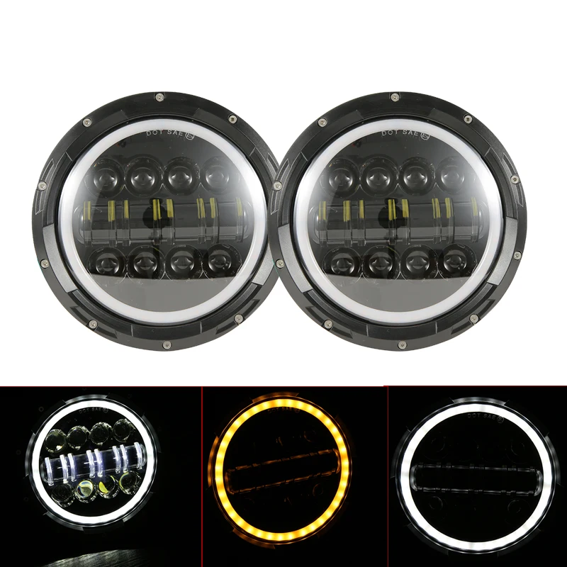 2 шт. 7 &quotRonnd светодиодные фары H4 высокая низкая Beem DRL фара для Jeep Wrangler JK TJ LJ Лада