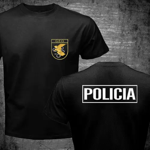 Испания Национальной Полиции Футболки Спецназ SWAT ГЕО ИДЕТ Логотип Policia camisetas hombre