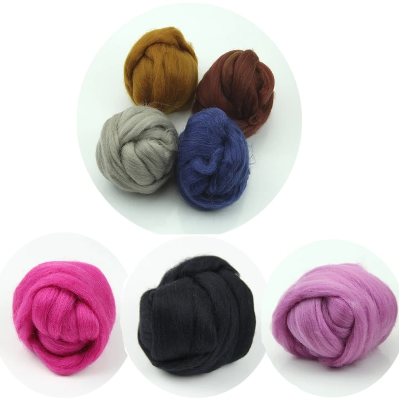 

20 Colors Wool Corriedale Needlefelting Top Roving Dyed Spinning Wet Felting Fiber Drop Shipping