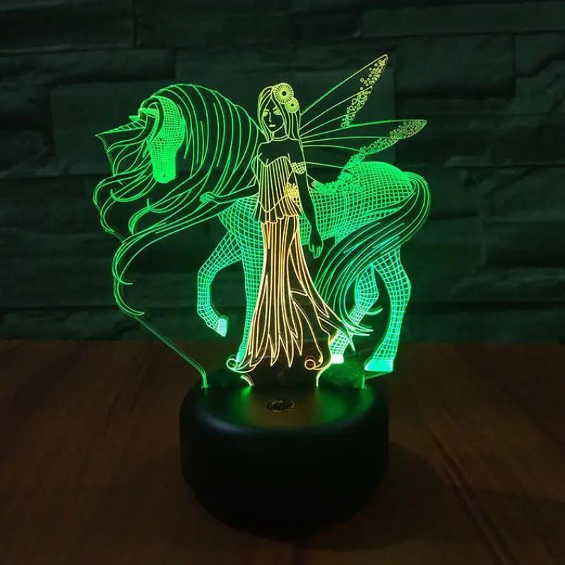 Красочный светодиодный 3d ночник Beauty And Horse креативный визуальный Рождественский