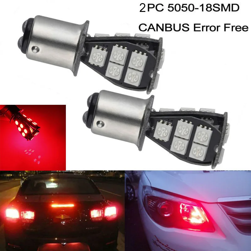2 шт./компл. 1157 BAY15D P21/5 Вт 18SMD 5050 светодиодный Canbus автомобильный тормоз светильник
