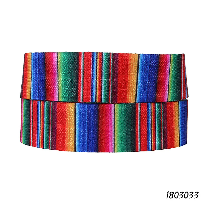 

(50 yards/lot) Free shipping rainbow stripe patterns fold over elastic, wholesale 5/8" ombre foe elastic ribbon for hair ties