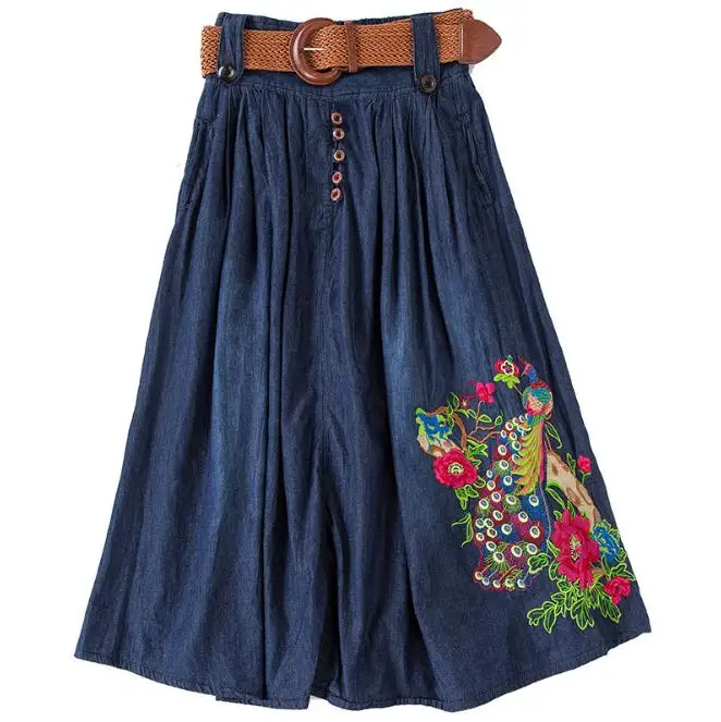 DTYNZ 2019 весенние женские длинные джинсовые юбки большого размера с вышивкой