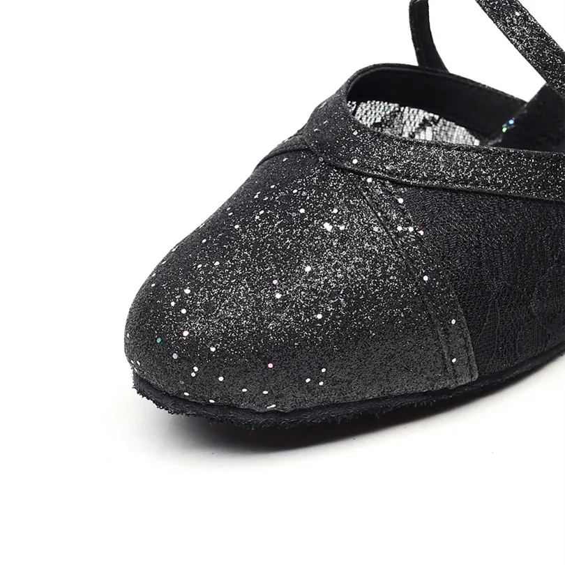 Купон женские Бальные Танцевальные Туфли черные Lt золотые блестящие