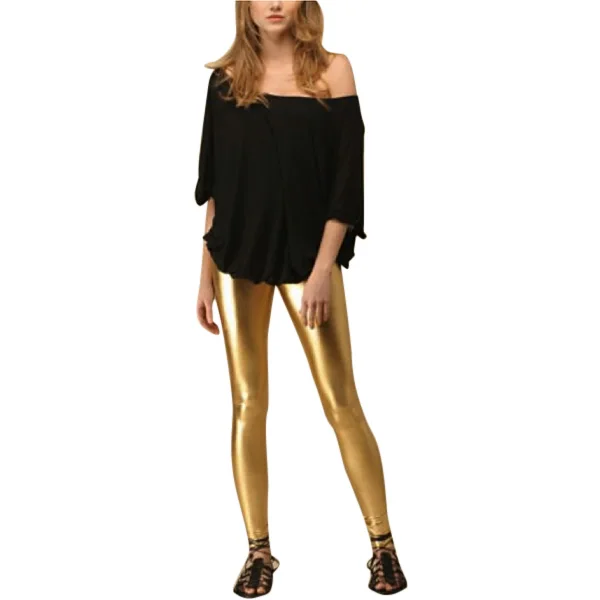 

Sexy Lady Faux Leather Slim Leggings Pants Women Skinny Shiny Gold Leggings