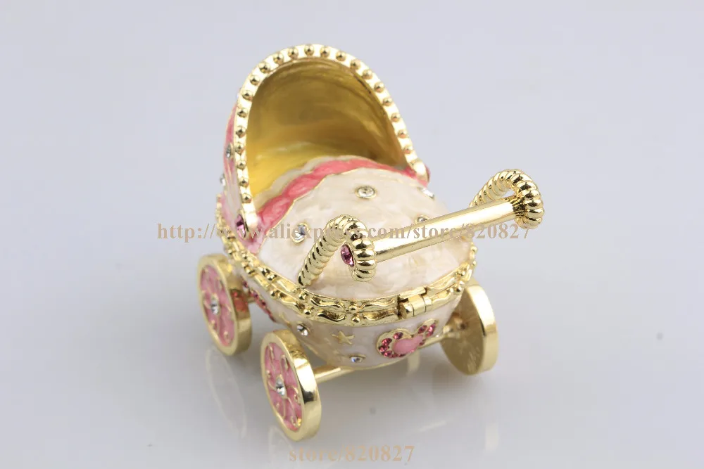 2016 New Baby Carriage Trinket Box Baby Toy Collective Gift Box Baby Carriage Jewelry Box Car Shape Pill Box Ring Holder
