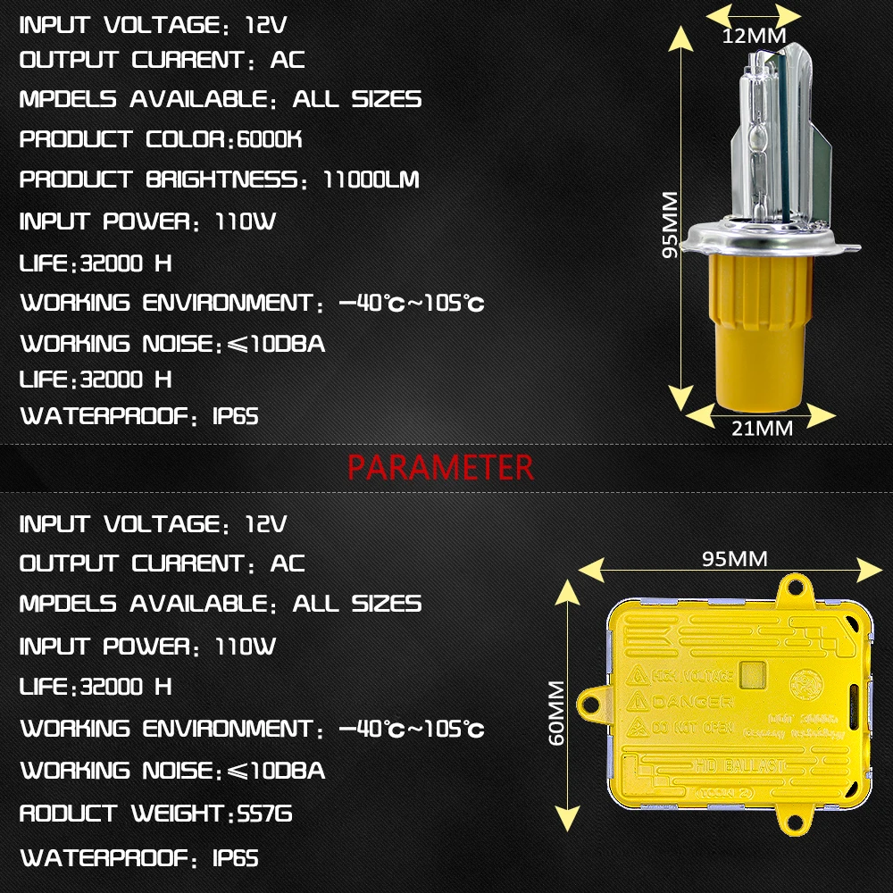 Llight 110 Вт 12 в 6000K 8000LM H4 Автомобильная ксеноновая фара с питанием от переменного