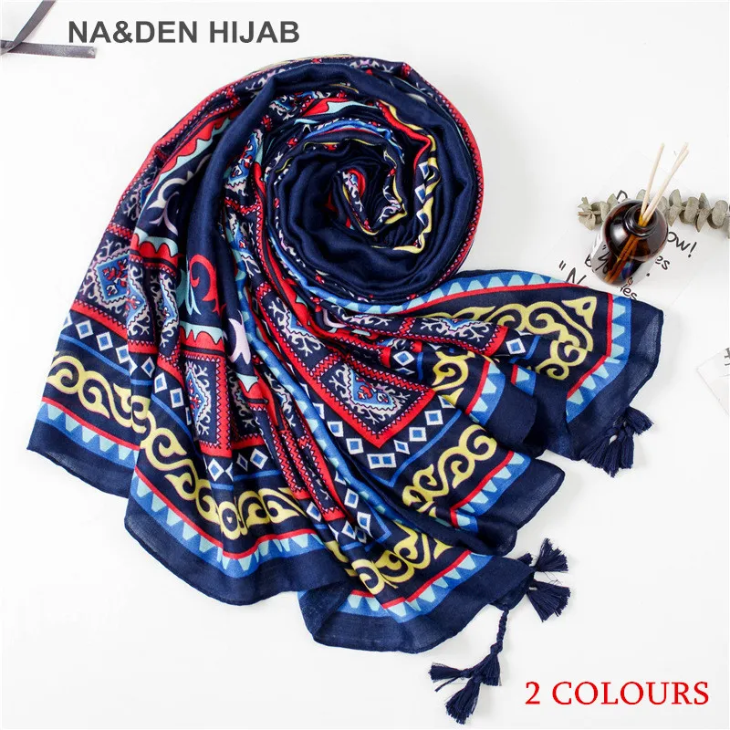 Bohemia style new arrival women scarf luxury brand geometric pattern wraps shawls muslim islam hijab wrap Na&ampden | Аксессуары для