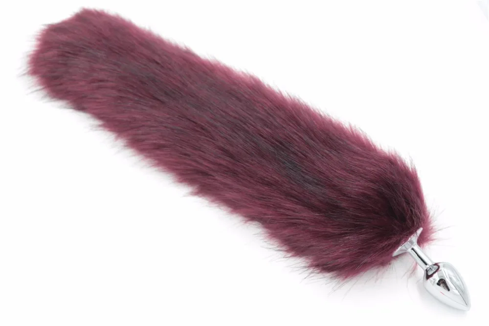 Искусственный плюшевый лисий хвост Анальная пробка 40 см длинная металлическая