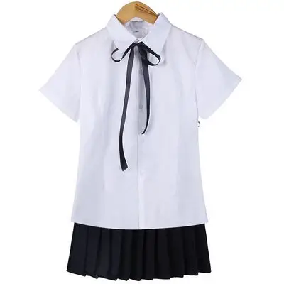 short black skirt 1 Японская школьная форма для девочек костюм jk старшеклассников комплект одежды Женская плиссированная юбка милый Косплей Костюм Моряка - Цвет: short black skirt 1