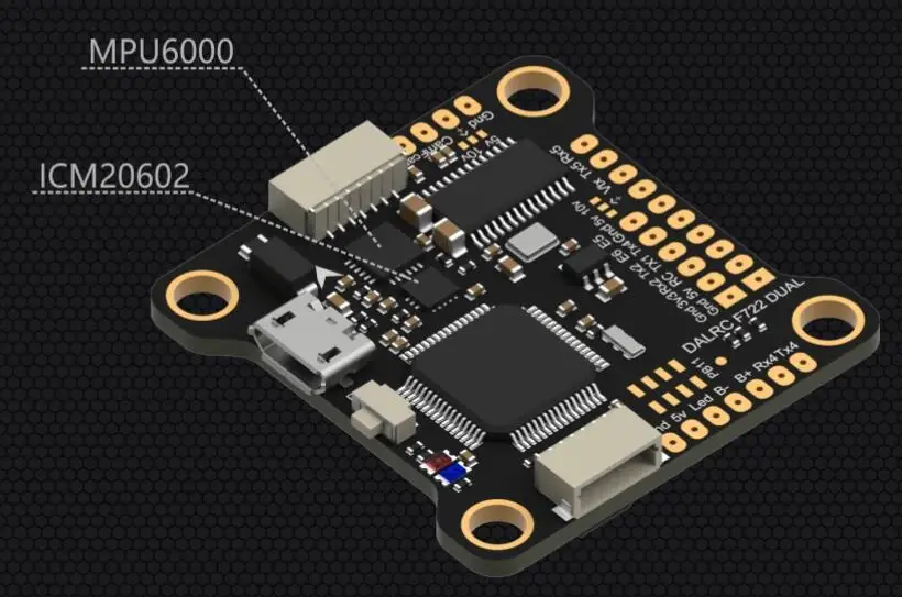 DALRC F722 DUAL STM32F722RGT6 Контроллер полета Встроенный OSD BEC 5V 12A F7 управление полетом MCU6000 &