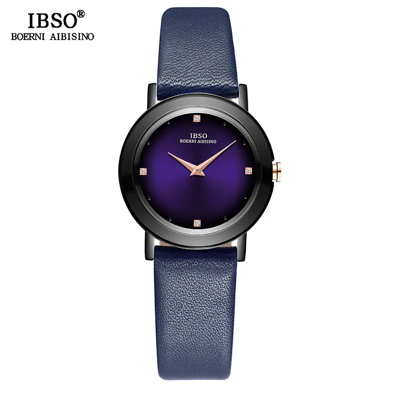 IBSO женские часы новые женские модные наручные часы Reloj Mujer женские мужские кожаные кварцевые часы женский подарок на день#2319 - Цвет: Women Blue