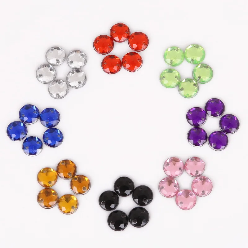 100 шт. плоские стразы для шитья 8 мм круглые акриловые бусины хрустальные камни