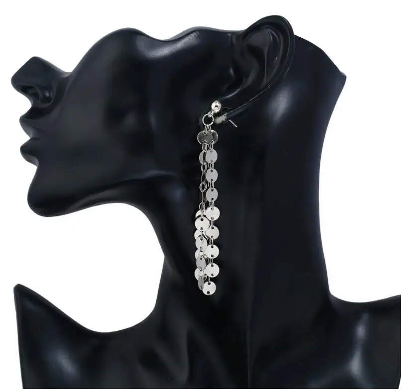 Винтаж пайетками листьев кисточкой серьги гвоздики оптом серебро/золото Цвет