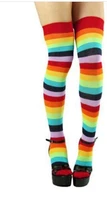 50 paris fedex fast fashion lady girl charming colorful polyester over knee stocking rainbow high tigh leggings