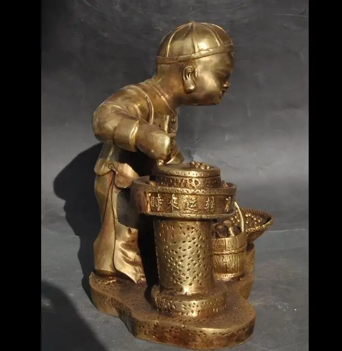 671116490+++Lucky china brass wealth Man Grinding Luck has turned drip into gold Art statue | Дом и сад