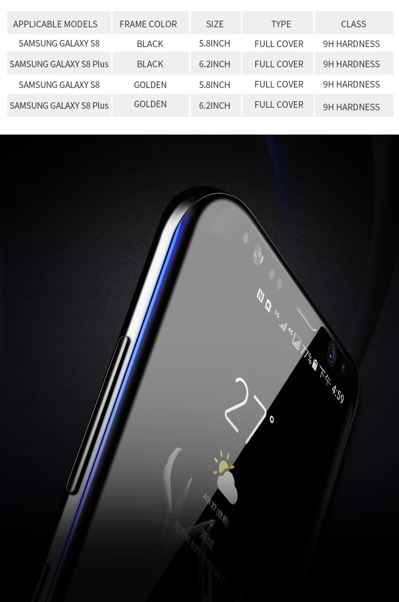 Mofi для samsung s8 Защитное стекло для экрана полное покрытие для samsung galaxy s8 закаленное стекло для samsung s8 закаленное стекло изогнутое