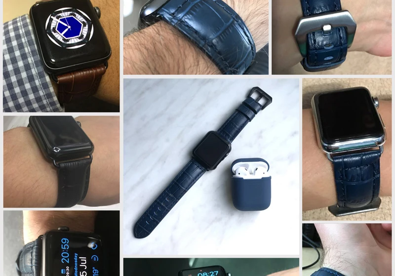 MAIKES Мода синий кожаный ремешок для мм Apple Watch группа 44 мм 40 42 мм 38 мм серии 4 3 2 iwatch браслет Ремешки наручных часов