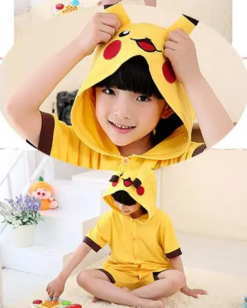 HKSNG Для детей на лето хлопок Пикачу панда totoro stitch Kigurumi Мультяшные ползунки пижамы