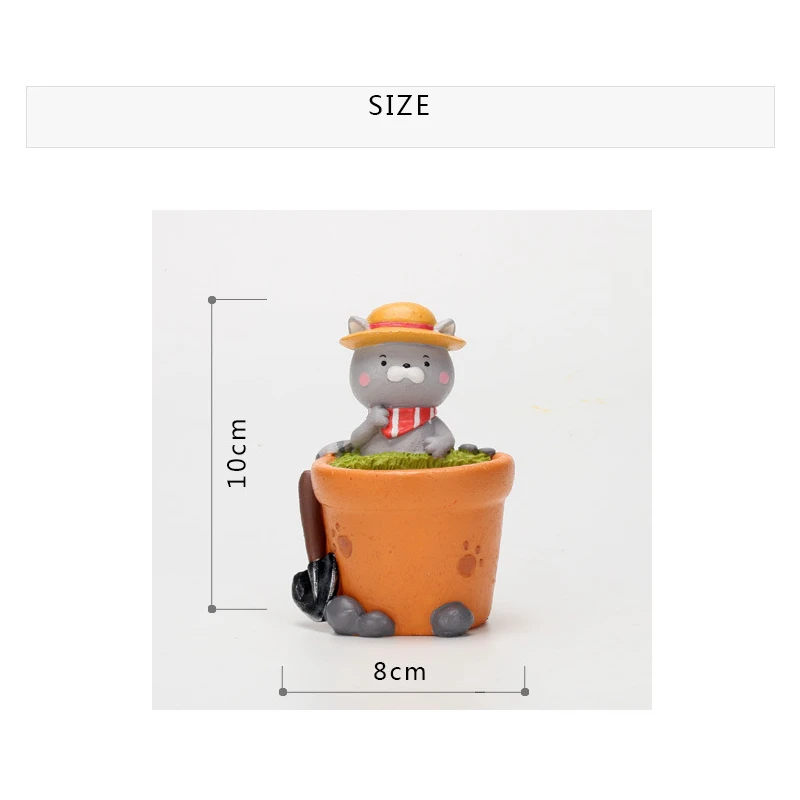 Набор из 5 маленьких цветочных горшков в виде кошки смолы женский цветочный